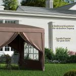 Lusthus Paviljong Pop-Up Partytält Kaffe Brun av Polyester och Metall för Trädgård och Camping Vattentåligt Gazebo med UV-Skydd 3 x 3 m