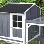 Hönshus Kycklinggård Grå av Trä och Metall för Kycklingar Utomhusinhägnad med Häckningslåda 236,5 x 91 x 114 cm