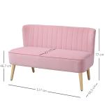 2-Sitsig Soffa i Rosa Sammet, Modern Loungesoffa med Träben, Bekväm Sittplats för Vardagsrum och Sovrum, Rosa, 117 x 56,5 x 77 cm