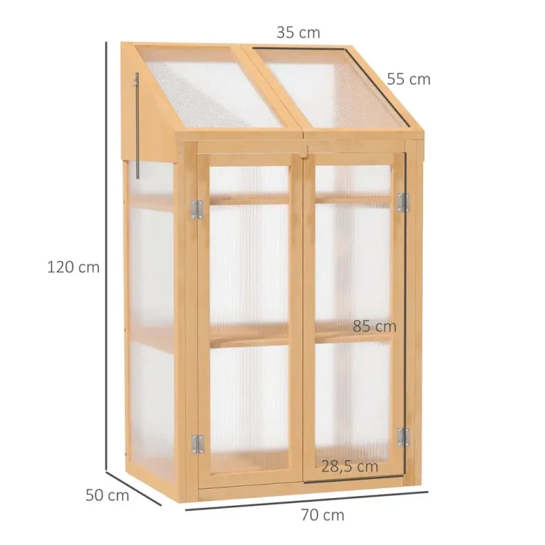 Drivbänk Miniväxthus Kallram med Lock Brun 70 x 50 x 120 cm
