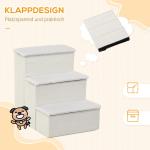 Hopfällbar Husdjurstrappa MDF 3 Steg med Förvaringsutrymme Hjälper Husdjur till Höga Platser Vit 40 X 54 X 48 Cm