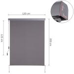 Vertikal Markis Balkongmarkis 120 X 200 Cm Vindskydd Insynsskydd med Handvev Grå