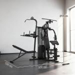 Multigym Hemmagym Multifunktionell Svart Stål för Helkroppsträning Träningsstation med Bänk och Vikter Justerbar Design för 10 Övningar