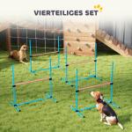 Agilityhinder Hund 4 Delar Ljusblå Plast för Träning Justerbar Hoppställning med Väska 99x65x94 cm