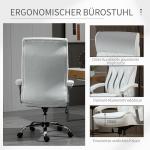 Ergonomisk Kontorsstol i Vitt Konstläder, Stilren Skrivbordsstol med Gungfunktion, Bekväm Arbetsstol för Hemmakontoret, Vit