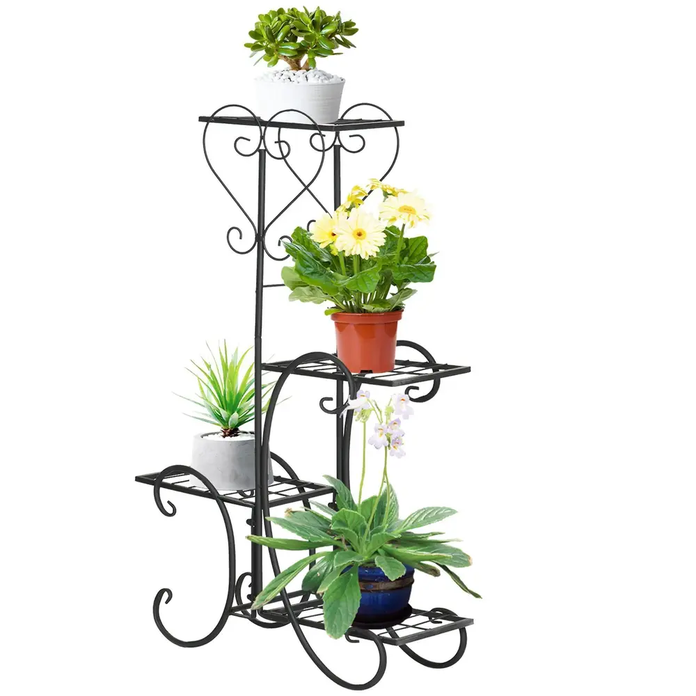 Blomtrappa i Metall 4 Våningar 45 x 24,5 x 80 Cm